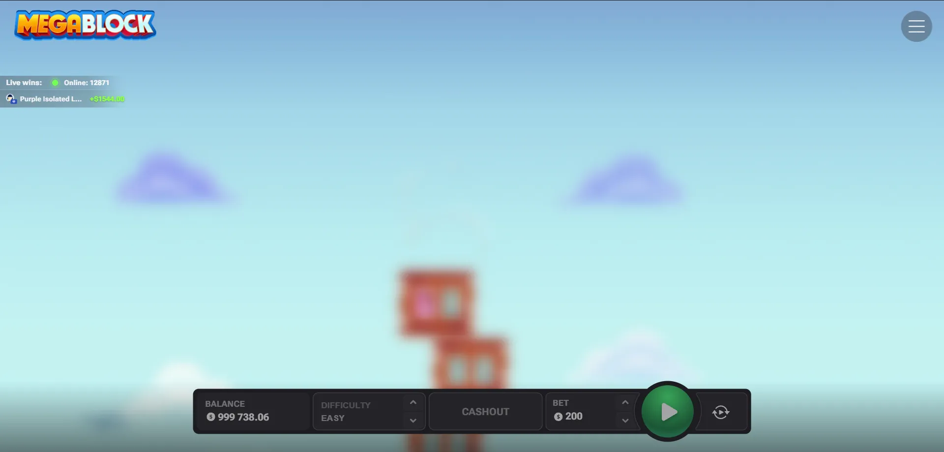 MegaBlock gioco online — torre di blocchi e moltiplicatori crescenti